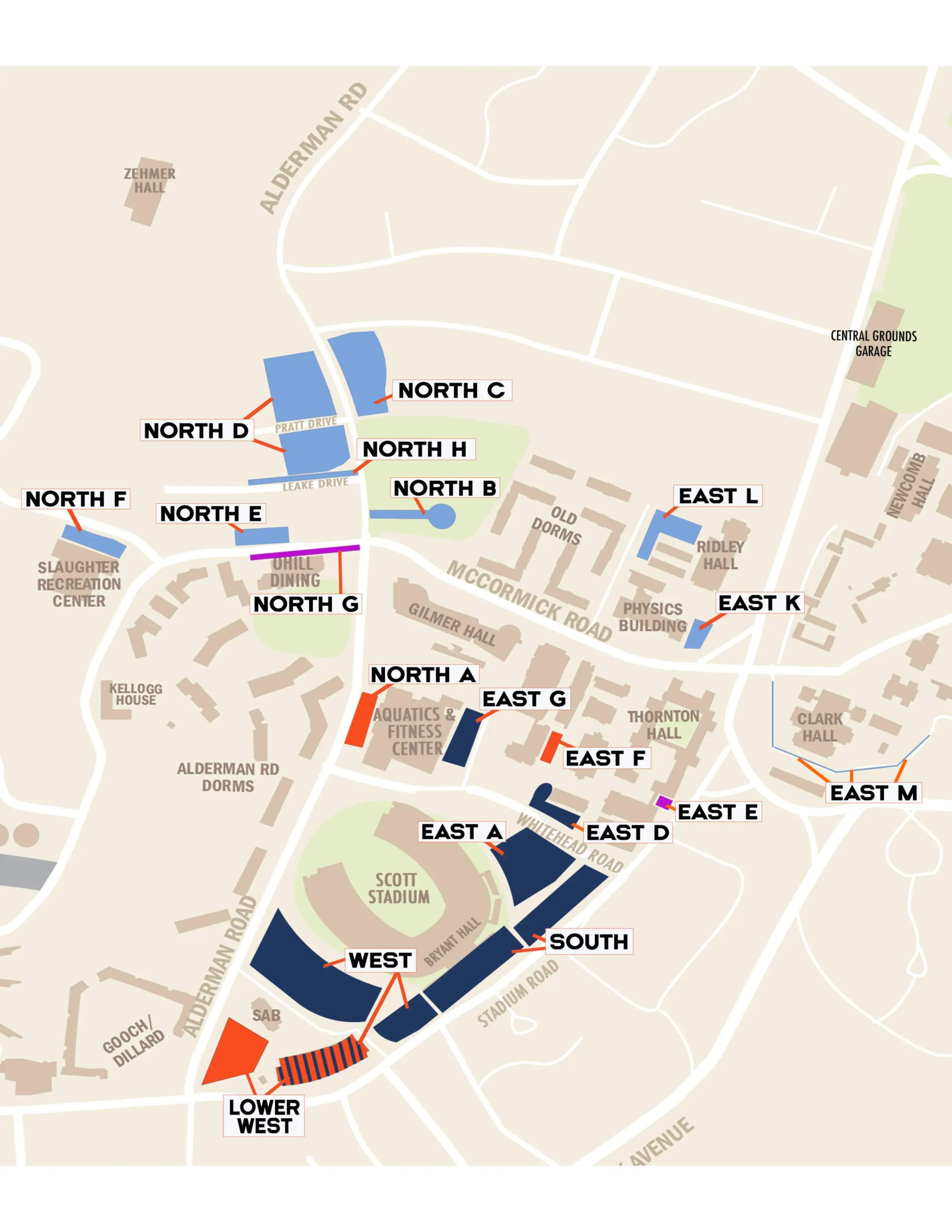 2026 VAF Football Parking Map with Giving Levels