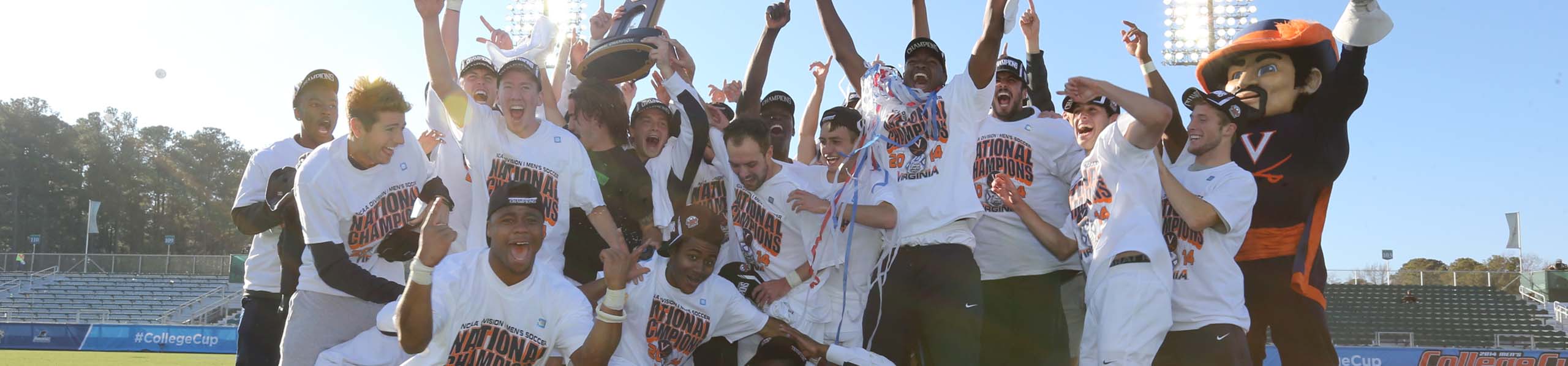 Student-Athletes celebrating with trophy